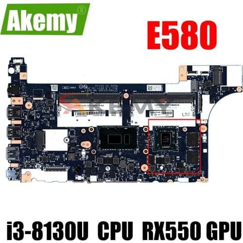 For Lenovo Thinkpad E480 E580 R480 notebook motherboard EE480 EE580 NM-B421 CPU i3 8130U GPU RX550 100% test work FRU 02DC202