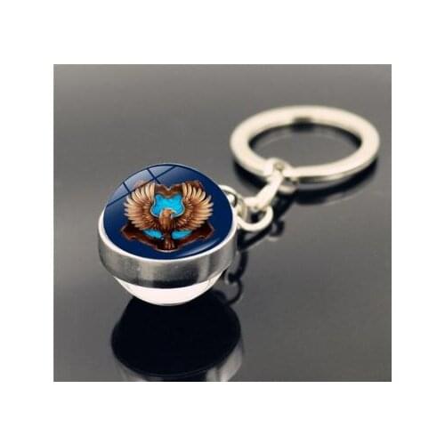 Harried New double-sided glass ball key chain pendant metal kechain Action Figure Toys For Children or adult