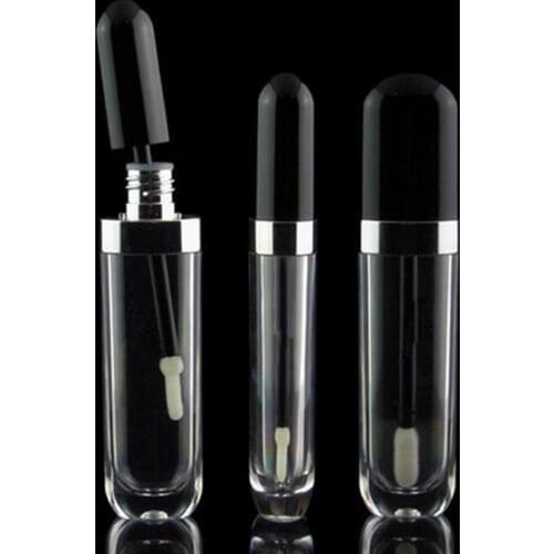 100pcs Empty 8ml Lipstick Tube Lip Gloss Container Tube Brush Black Cap Plastic Small Lip Balm Tube Refillable Pot SN3013
