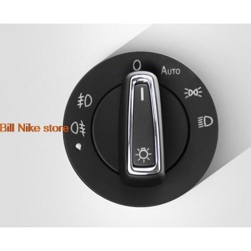 Car Chrome Auto Headlight Knob Switch Fog Head Light Lamp&Sensor module Modified parts For Skoda Fabia 2008-2018
