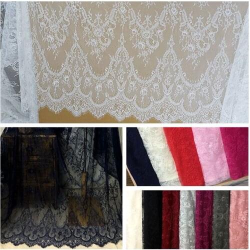 3Meter French Eyelash Lace Fabric Diy White Black Embroidery Lace Trim For Clothes Wedding Dress Diy Sew On Accessories