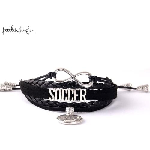 Little MingLou Infinity Soccer bracelet soccer charm adjustable Strap tassel men bracelets & bangles for women jewelry
