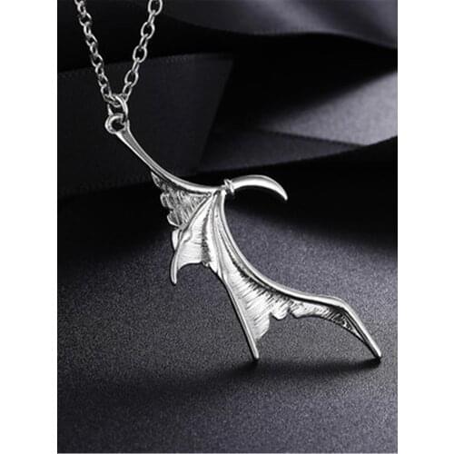 Fashion creative devil wings pendant necklace gothic couple heart-shaped punk accessories mens and womens birthday gifts jewel