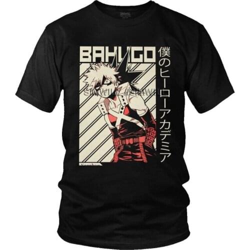 Male Anime Manga My Hero Academia T-Shirt Streetwear Katsuki Bakugo Tshirt Short Sleeve Unique T Shirt Cotton Tee Tops Clothing