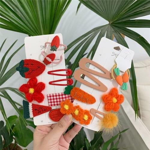 Plush Hair Accessories Set Colored Flowers BB Clip Autumn And Winter New Hairpin