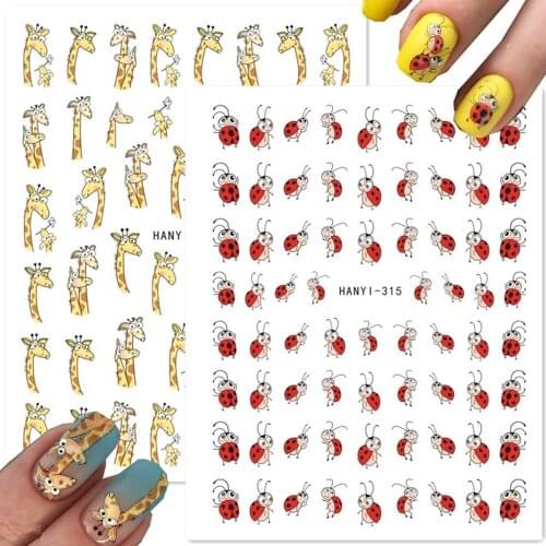 3D nail sticker Newest Hanyi- 66 67 693 315 cartoon design nail decal back glue DIY art decorations tools