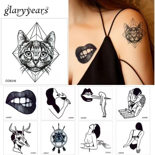Glaryyears 6*6cm 10 Pieces/lot Temporary Tattoo Stickers Beauty Body Makeup Waterproof Halloween Art Bloody Cool Absurd Tattoos