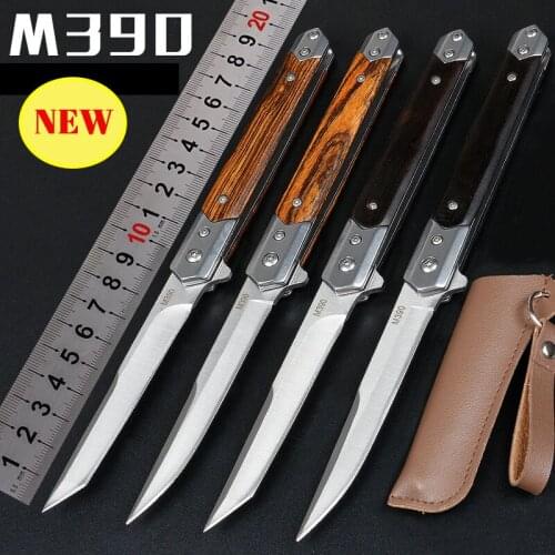 NEW M390 Steel Fold Knife Dalbergia Ebony Handle CS Go Portable Pocket Solid Wood Folding Knife Camping Knife Outdoor Tool