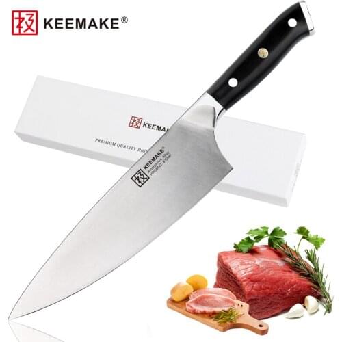 SUNNECKO Professional 8" Chef Knife Liquid Metal Blade Sharp Kitchen Knives G10+S/S Handle Sharp Meat Vegetable Cutting Tool
