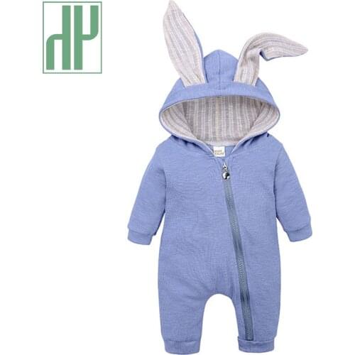 HH Baby Warm Rompers Newborn Boys And Girls Hooded Rompers For Boy Kids Clothes Autumn And Spring Jumpsuit Toddler 0-2 Years old