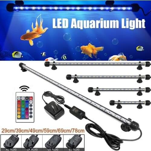 19-69cm Aquarium Light Fish Tank Submersible Light Lamp Waterproof Underwater LED Lights Aquarium Lighting RGB US/AU/UK/EU Plug