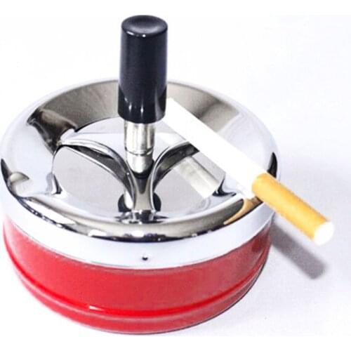 Portable Metal Spinning Ashtray With Press Rotating Lid Practical Cigarette Collector