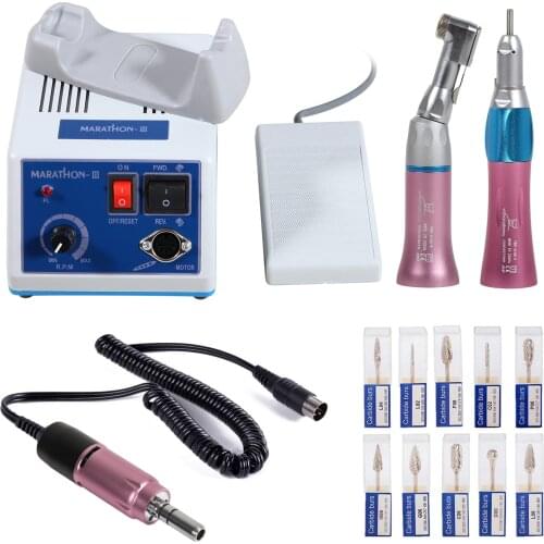 Dental Lab Portable Polishing Machine N3 + E-Type Electric motor+Pink Straight/Contra Handpiece+Polishing Burs