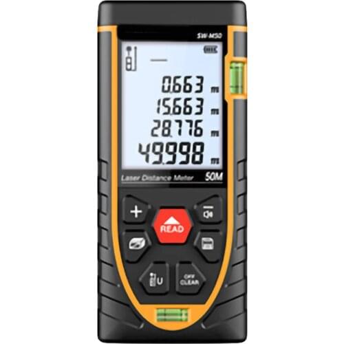 Portable Handheld High Precision Digital Laser Distance Meter Range Finder Measure Tool With Dual Bubble Level 50m