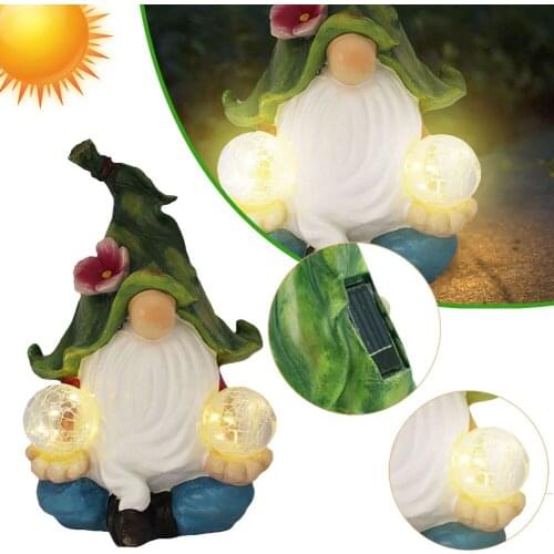 Garden Decoration Statue Solar Powered LED Light Meditation Yoga Elf Dwarf Statue Outdoor Decoration for Garden Backyard Lawn