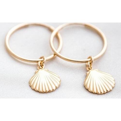 30MM Gold Filled Hoop Earrings Handmade Shell Earrings Jewelry Circle Earrings Boho Brincos Pendientes Oorbellen Earrings