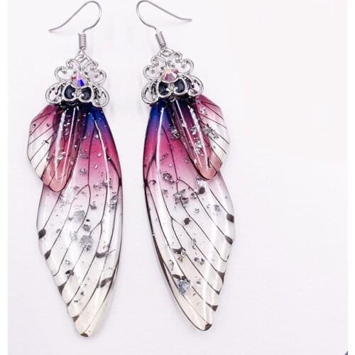 Butterfly Wing Earrings 2020 Handmade Rhinestone Insect Wing Earrings Simulation Drop Foil Party Earring Romantic Bridal Jewelry