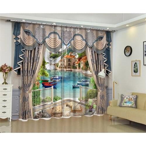 3D Windows Curtains european style Luxury Blackout Living Room office bedroom Cortina Drapes Rideaux Customized size pillowcase