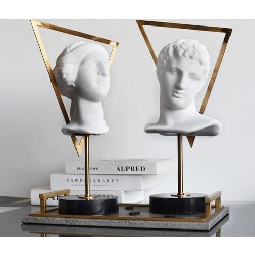 NORDIC CREATIVE ATHENA ART SCULPTURE AGRIPPA STATUE TRIANGULAR FIGURE MEN AND WOMEN RESIN CRAFTS HOME DECORATION WINDOW R4224