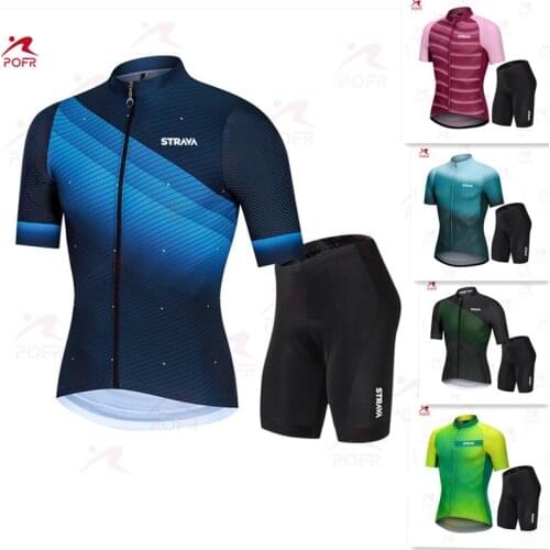 STRAVA cycling jerseys suits summer with short sleeves uv mountain bike man bicycl ridingsuit racing bikesuit professional team