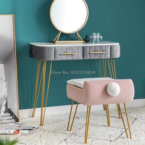 Can be stored dressing stool makeup stool light luxury dressing table makeup chair bedroom fairy girl solid wood net red low sto