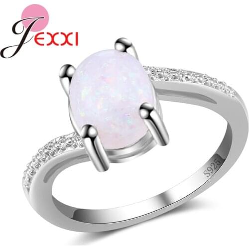 Top Quality Bohemian Style Rhinestone Crystals White Opal Ring Big Oval Women Wedding Handmade Charm Party Gift Wholesale