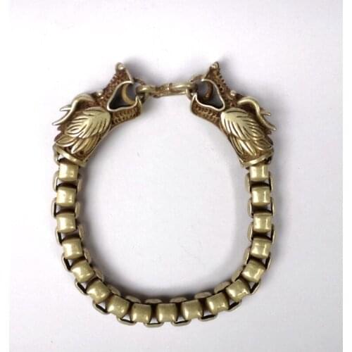 YIZHU CULTUER ART Collection China Handmade Old Tibet Silver Auspicious Dragon Hand Catenary Bracelet