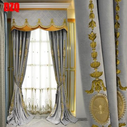Europe Chenille Curtains for Bedroom Hollow-out Embroidered Curtains for Living Room Valance Balcony Curtain Finished Products