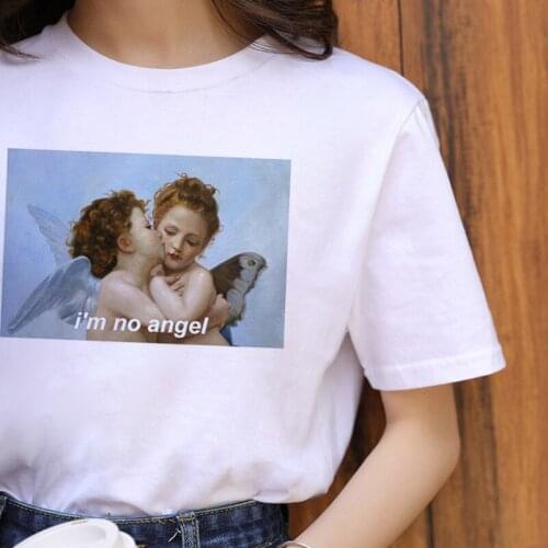 Angel Kawaii Harajuku T Shirt Women Ullzang Vintage Angels Korean Style T Shirt 90s Aesthetic Grunge Tshirt Funny Top Tee Female