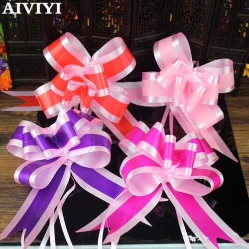 10pcs/lot pull flowers Rearview Mirror Flower creative bow tie car florist supplies wedding decoration party decoration