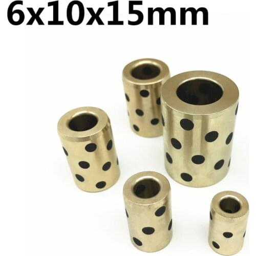 6x10x15 mm linear graphite copper set bearing copper bushing oil self-lubricating bearing JDB