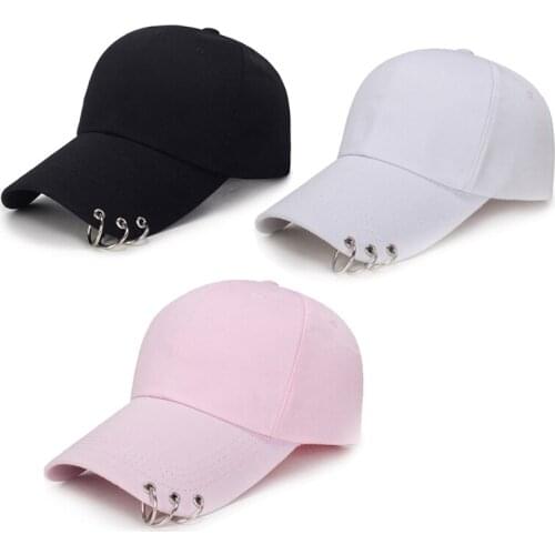 Unisex Baseball Cap With Ring Adjustable Solid Baseball Cap Casual Unisex Baseball Cap for Men and Women White
