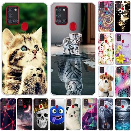 For Samsung Galaxy A21S Case Cover Luxury Animal Soft Silicon TPU Back Cover Phone Case For Samsung A21s A217 Phone Shell