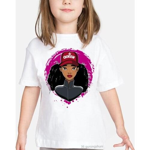 Student black girls t-shirt pattern Harajuku t-shirt toddler girls creative melanin kids t shirt fashion summer white tops
