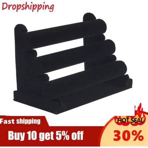 Black Velvet 3 Tier Watch Bracelet Bangle Jewelry Display Organizer Holder Rack Stand 303*172*240mm Showcase