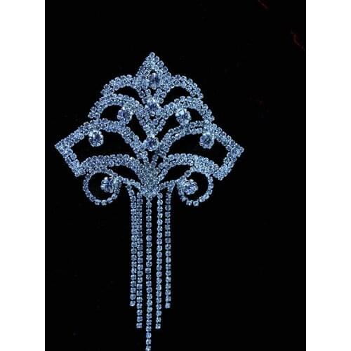 Flower Crystal Rhinestone Appliques for Wedding Dresses Shoes Kid Hats Trims DIY Crafts Decor Silver Gold Sewing on 2 Models