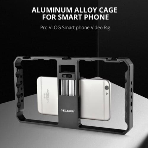 YELANGU Vlogging Live Broadcast Smartphone Metal Cage Video Rig Filmmaking Recording Handle Stabilizer Bracket for Mobile Phones