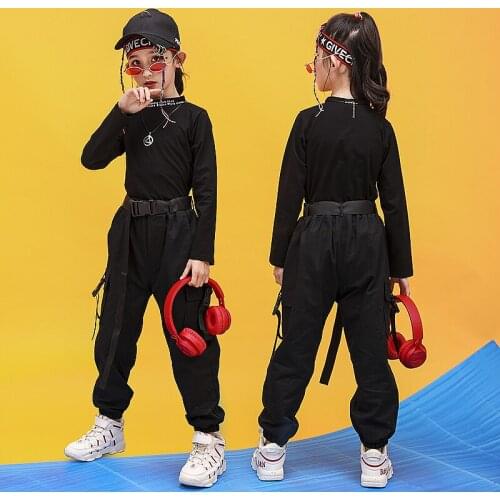 Kid Hip Hop Clothing High Neck Sweatshirt Shirt Top Crop Running Casual Pants for Girls Jazz Dance Costume Ballroom Clothes Wear