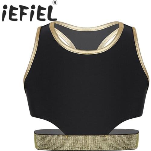 Kids Girls Ballet Dance Tops Sleeveless Racer Back Stretchy Tanks Bra Tops Crop Top for Ballet Dance Stage Performance Workout