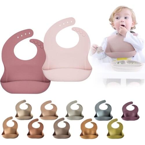Kids Waterproof Baby Bibs Soft Adjustable Silicone Flexible Feeding Bib FeedingGirl Boy Infant ColorBibs for Children