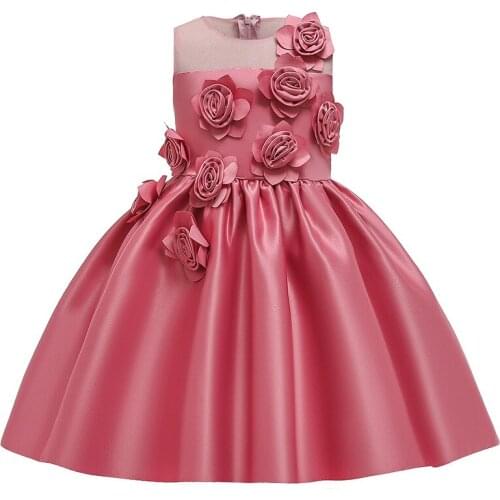Kids girls pageant satin ball gown dress flower girl gown dress robe de soiree CHD10128