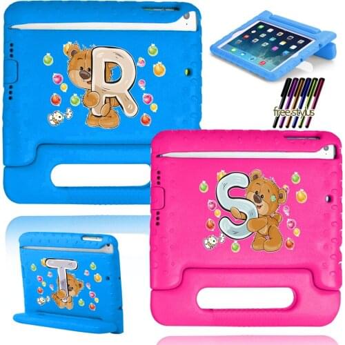 For Apple IPad5/6/iPad4/3/2/IPad Mini 4/5/1/3/2/ IPad Pro9.7/Pro10.5 Childrens Dust-proof Cute Letter Protective Cover + Stylus