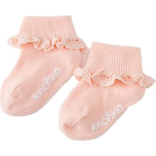 FEERIJT Newborn Baby Girls Socks Pink Cotton Ins 2019 Baby Socks Lovely Lace Fashion Infant Socks for Kids Breathable Soft Scok