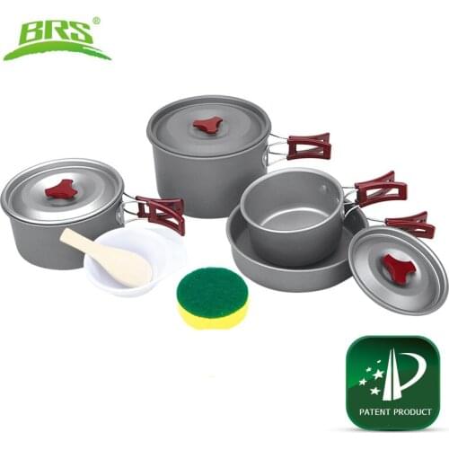 BRS-155 4-5 persons Outdoor Camping Picnic Cookware Cooker pots and kettles sets Kits Camping Equipments Wholesale Free Shipping