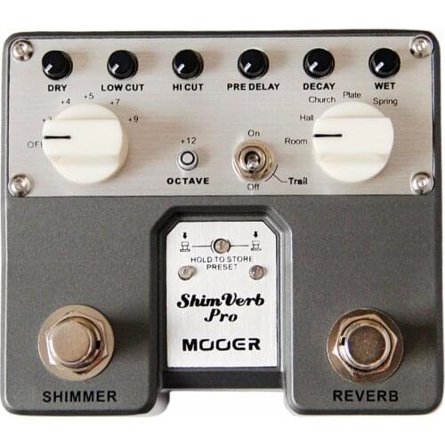 MOOER ShimVerb Pro Digital Reverb Guitar Effect Pedal Decay knob Shimmer Effect 5 Reverberation Modes Twin Footswitch