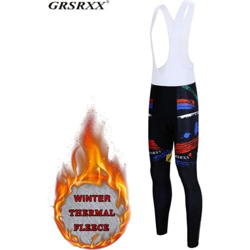 GRSRXX Mens Cycling Bib Pants Winter Cold-Proof Cycling Bib Tights Mountain Bike Racing Pants 5D Gel Pad Shockproof Sweatpants
