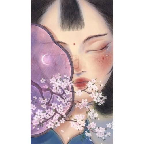 Girls 5D DIY Poured Glue Diamond Painting Kits Scalloped Edge Hand Painted Art Canvas Unique Gift Home Decor