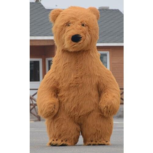 Inflatable Brown Fur Polar Bear Mascot Costume Animal Adult Cosplay Party Game Dress Outfits Clothing Advertising Halloween Xmas