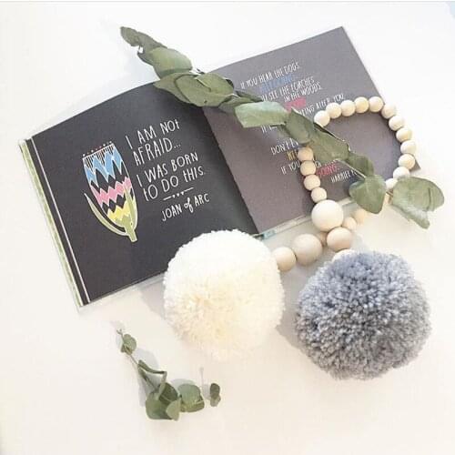 Nordic Wooden Bead Tassel Wall Hanging Decoration Kids Room Tent hanging Hairball Decorative Children Bedroom Photography props