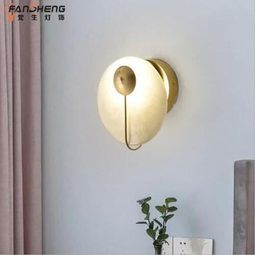 Nordic creative personality designer TV background wall wall lamp post-modern minimalist corridor all copper wall lamp